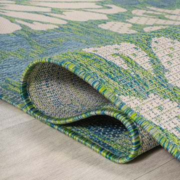 Zinnia Modern Floral Textured Weave Indoor/outdoor Runner Rug